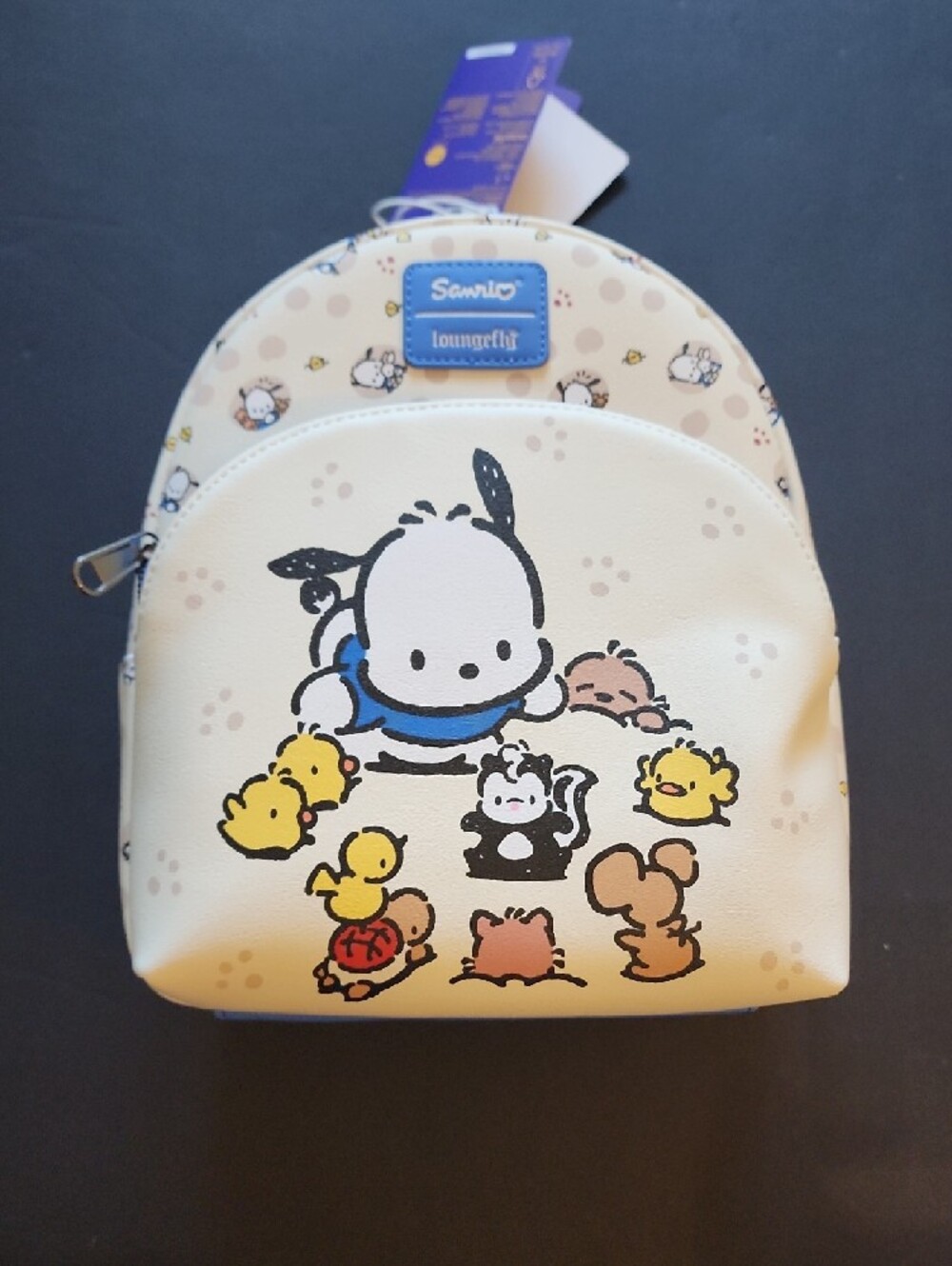 Loungefly Sanrio Cream Pochacco Kids Mini Backpack with Blue Accents. NWT - Picture 6 of 13